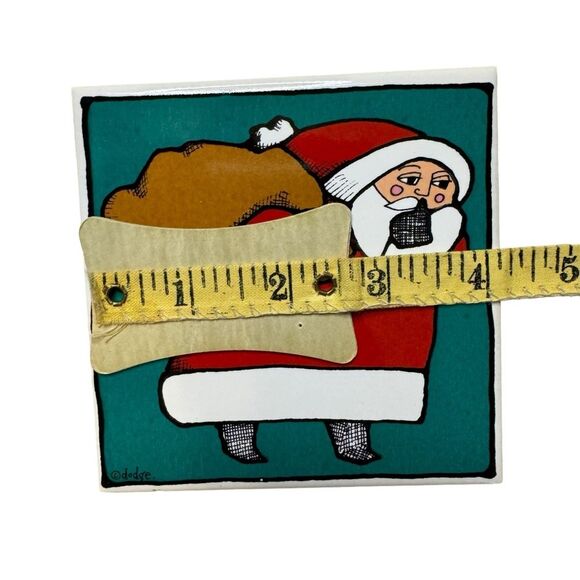 Ursula Dodge Whimsical Fun Christmas Ceramic Tile Coasters Set of 4 - Picture 7 of 7